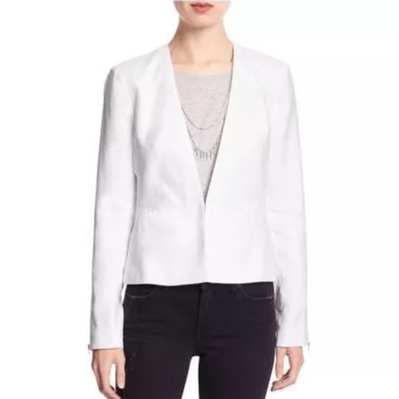 NWT: Banana Republic White Linen Zipper Sleeves Blazer •2P - Picture 2 of 15